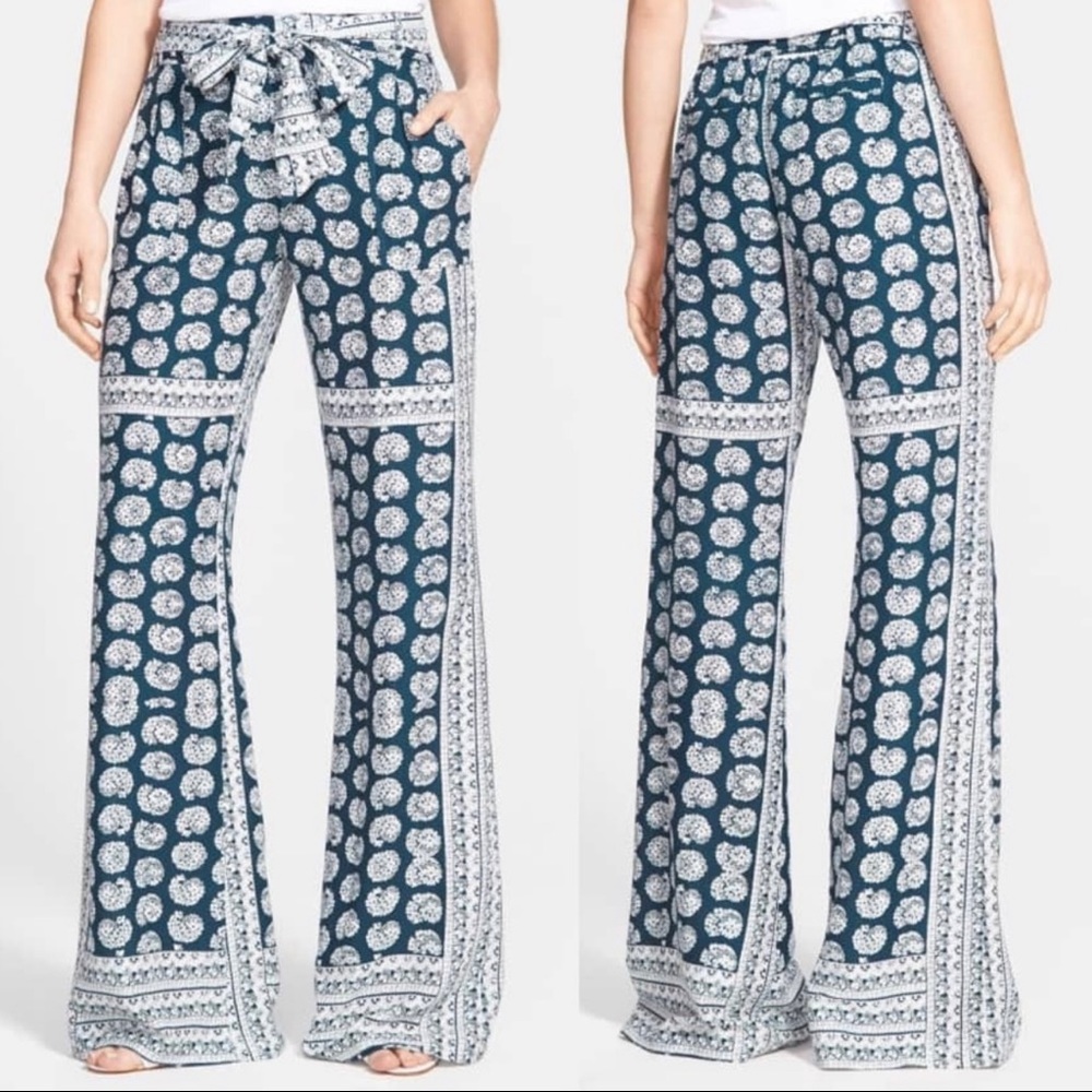 Nordstrom Jessica Simpson Tie Front Soft Woven Boho Wide Leg Flare Pants